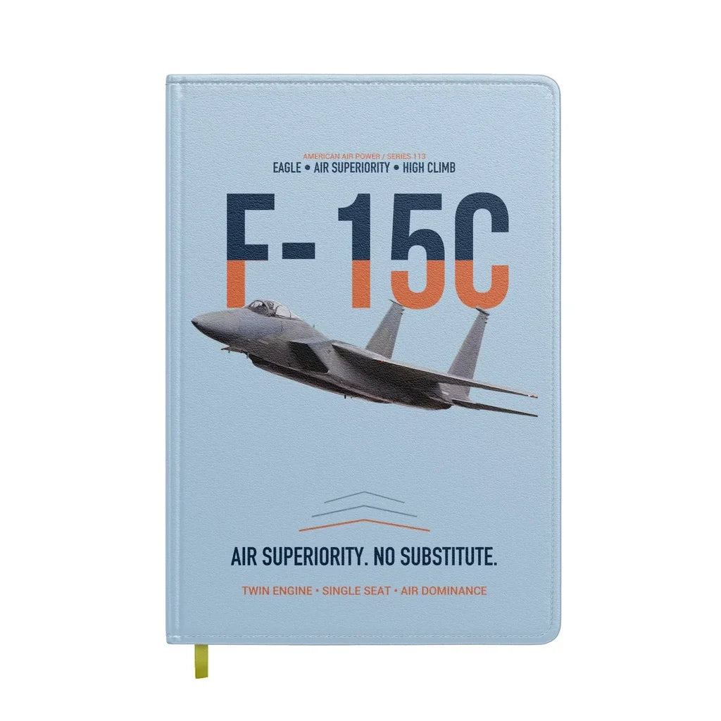 F-15C Eagle Air Superiority No Substitute design on light blue notebook