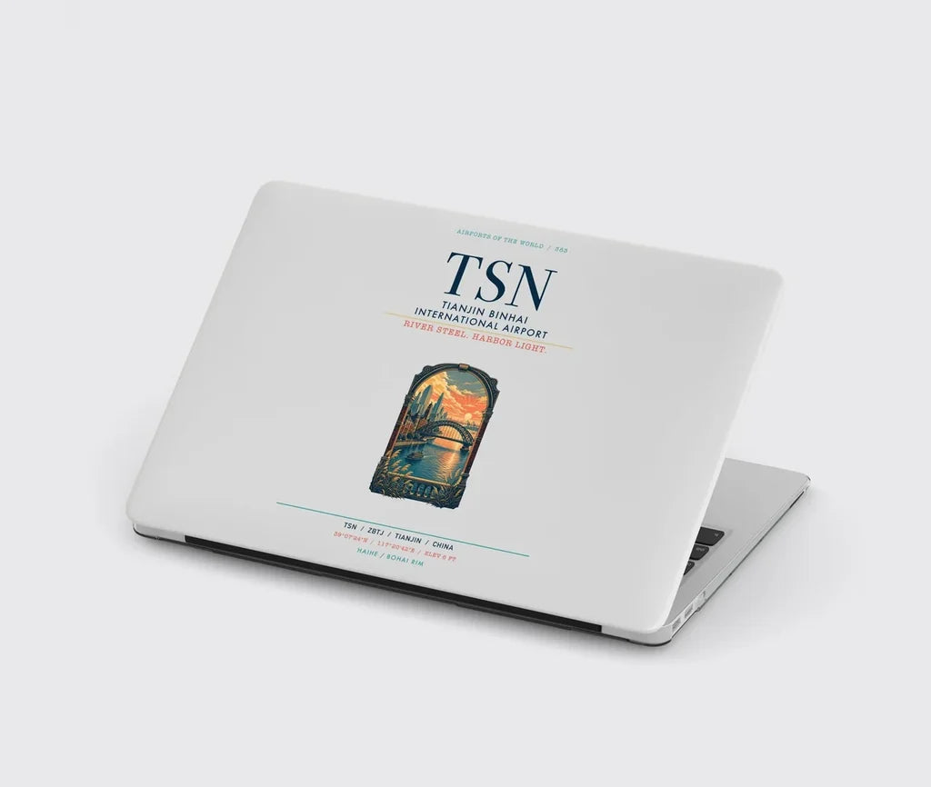 Tianjin Binhai International Airport (TSN) design on light gray MacBook case