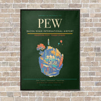 Thumbnail for Bacha Khan International Airport PEW - Canvas Framed - Dark Green