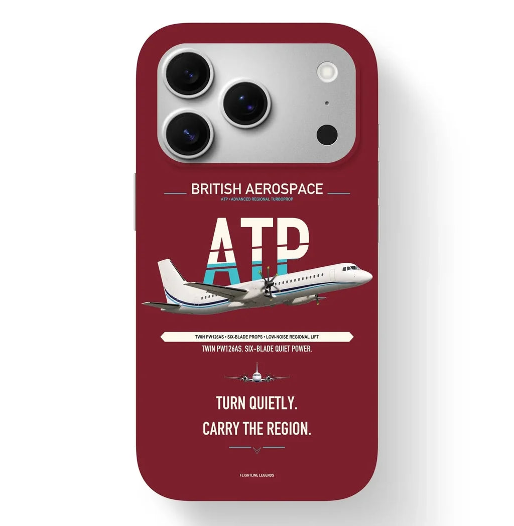 British Aerospace ATP Case design on dark red iphone case