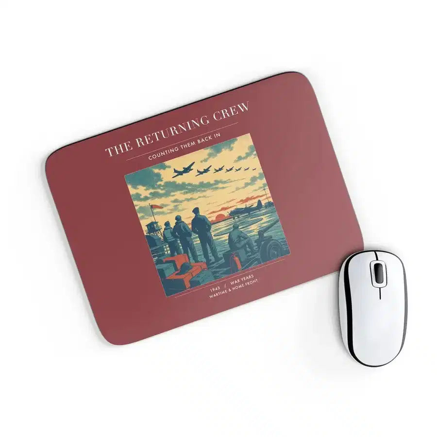 VINTAGE G4519 - The Returning Crew - Designed Mouse Pads design on darkred rectangle