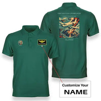 Thumbnail for VINTAGE G4206 - The Volcano Overflight - Double-Side Polo T-Shirt design on green+name
