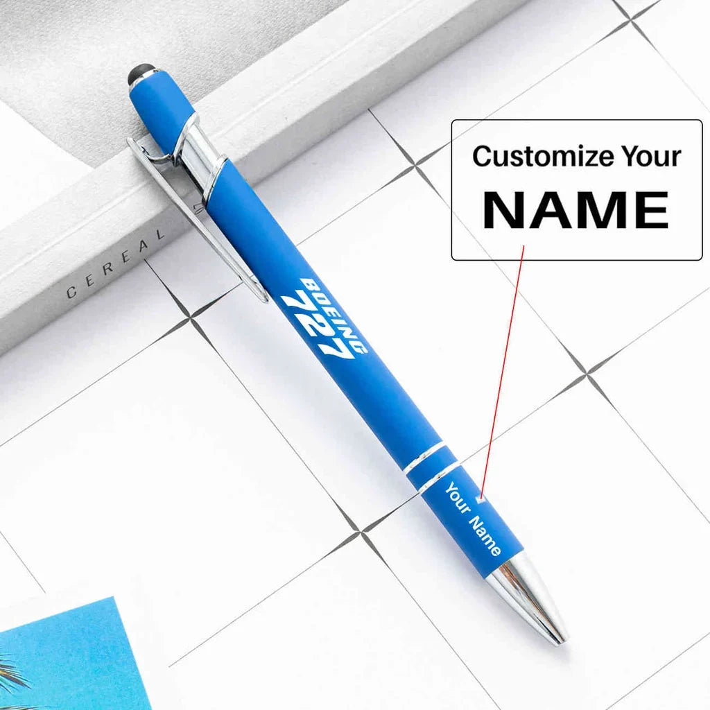 Boeing 727 & Text touch pen - blue with name