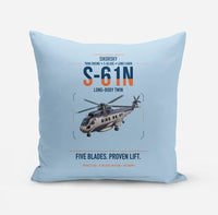 Thumbnail for Sikorsky S-61N design on light blue pillow