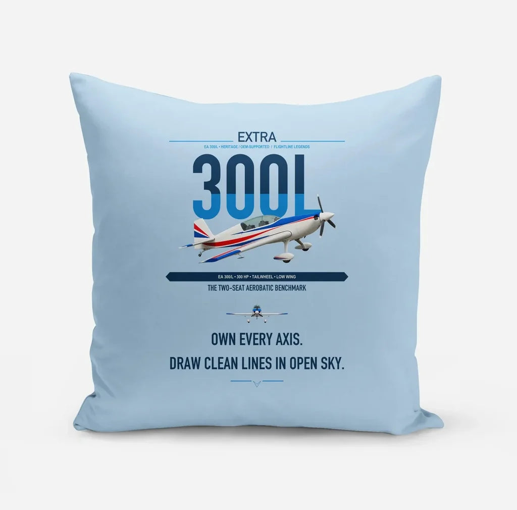 Extra 300L design on light blue pillow
