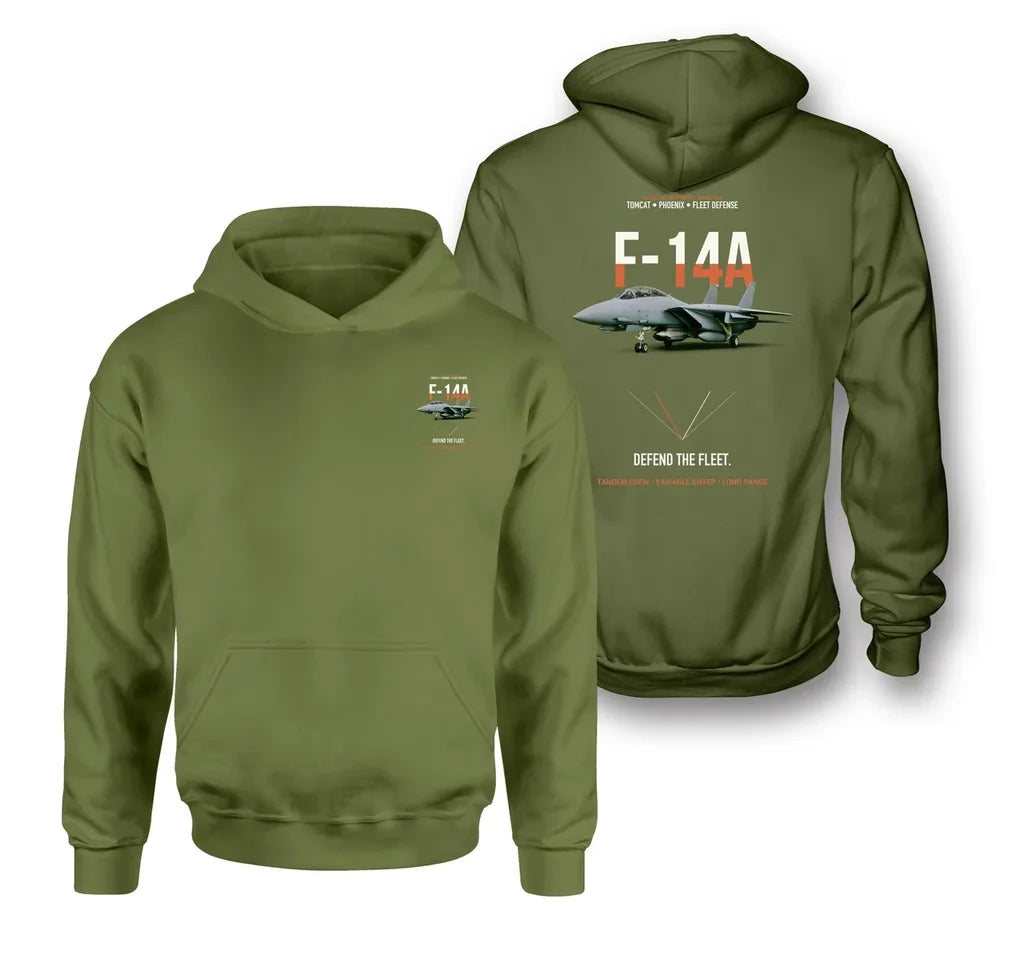 F-14A TOMCAT design on green army hoodie