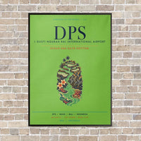 Thumbnail for I Gusti Ngurah Rai International Airport Bali DPS vertical canvas print - framed - light green background
