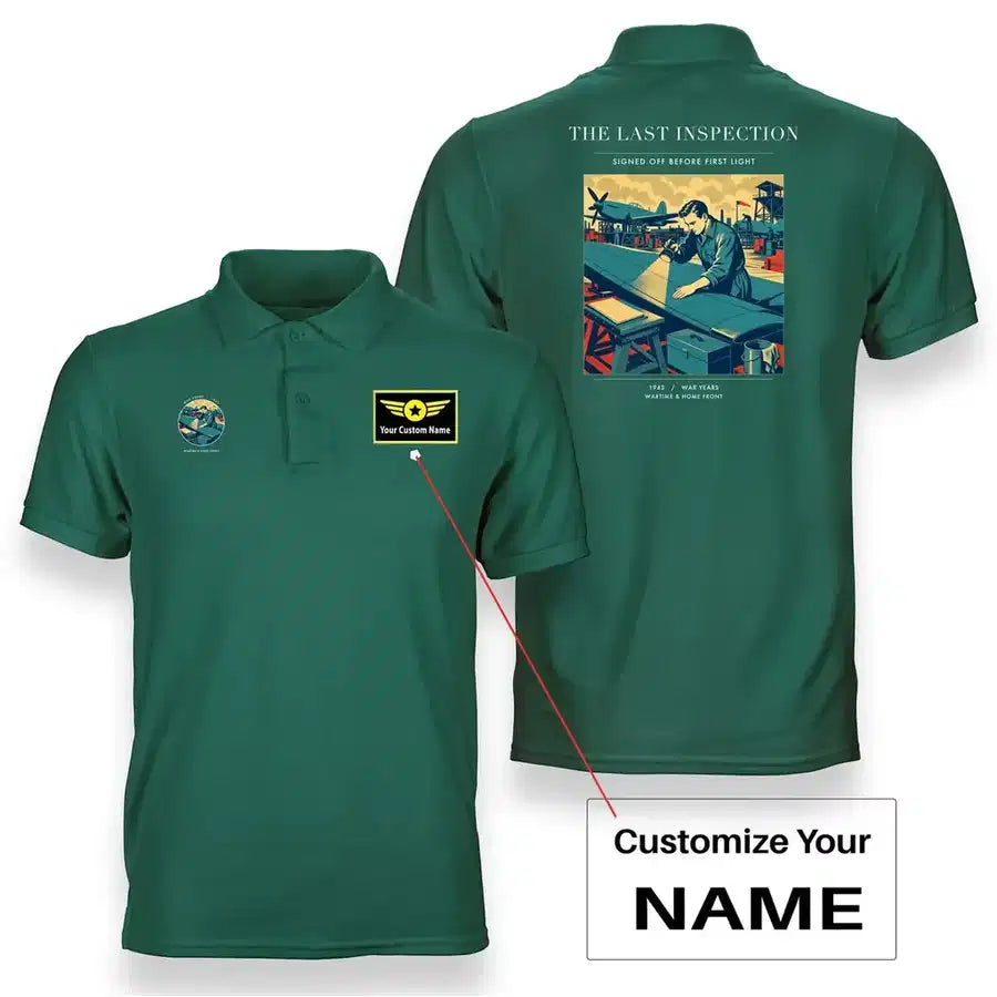 VINTAGE G4536 - The Last Inspection - Double-Side Polo T-Shirt design on green+name