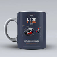 Thumbnail for Airbus H130 design on dark blue ceramic mug, double-side print