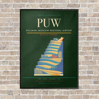 Thumbnail for Pullman–Moscow Regional Airport PUW vertical canvas print - framed - dark green background