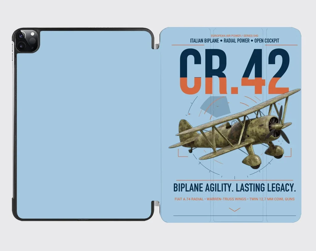 Fiat CR.42 Falco design on light blue ipad tablet case