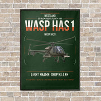 Thumbnail for Westland Wasp HAS1 vertical canvas print - framed - dark green background