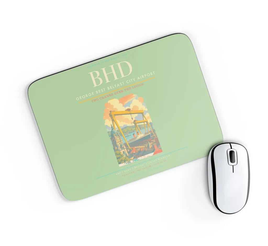 George Best Belfast City Airport BHD Mouse-Pad Rectangle - Light Green