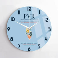Thumbnail for Aeropuerto Internacional Licenciado Gustavo Díaz Ordaz (PVR) design on light blue no frame wall clock