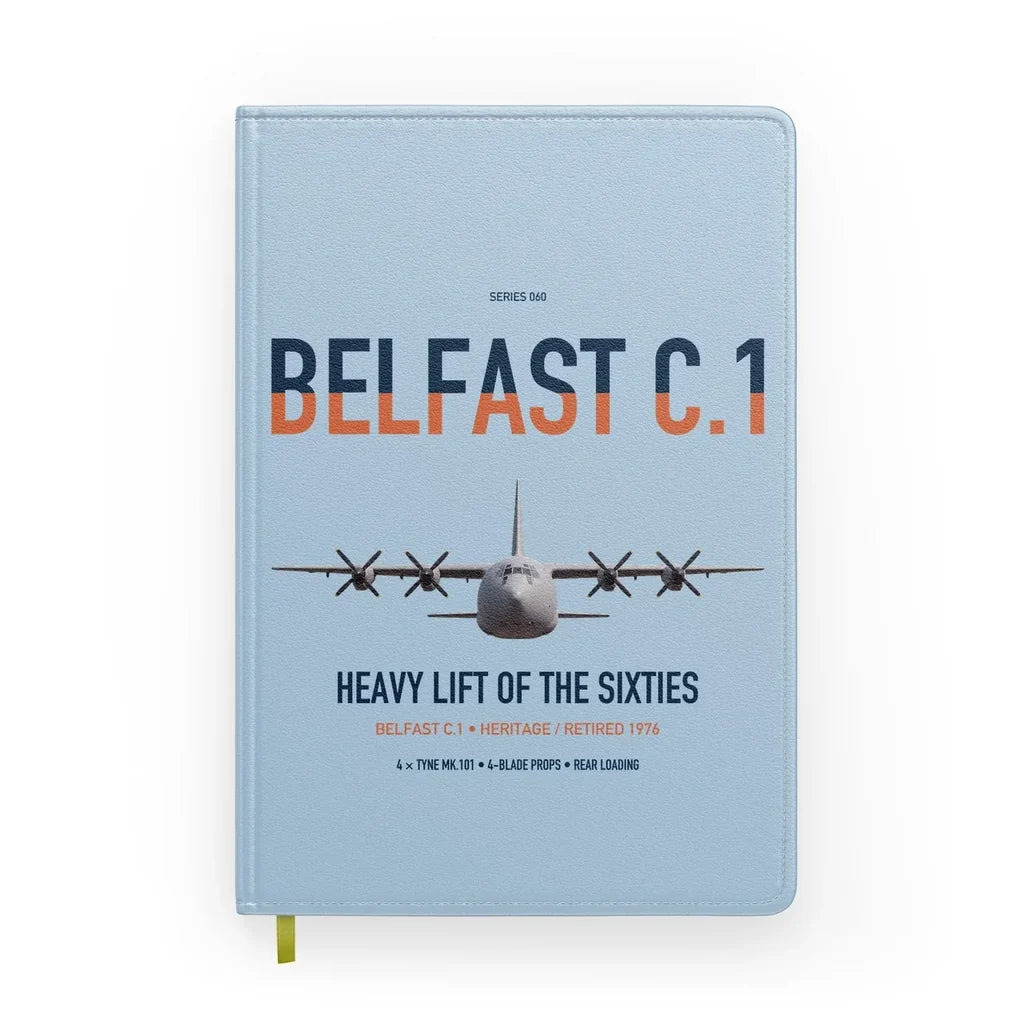 Short Belfast C.1 design on light blue notebook