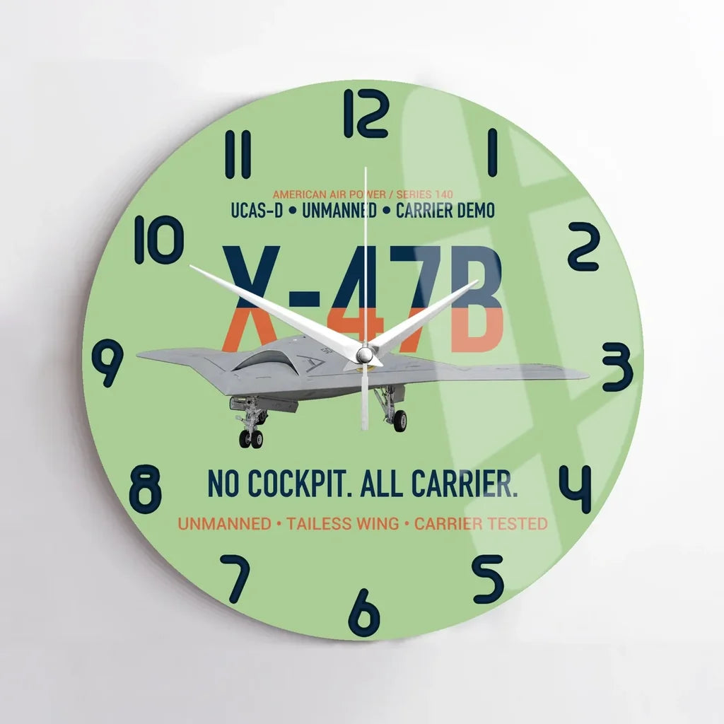 X-47B UCAS-D Carrier Wing Without a Cockpit design on light green no frame wall clock