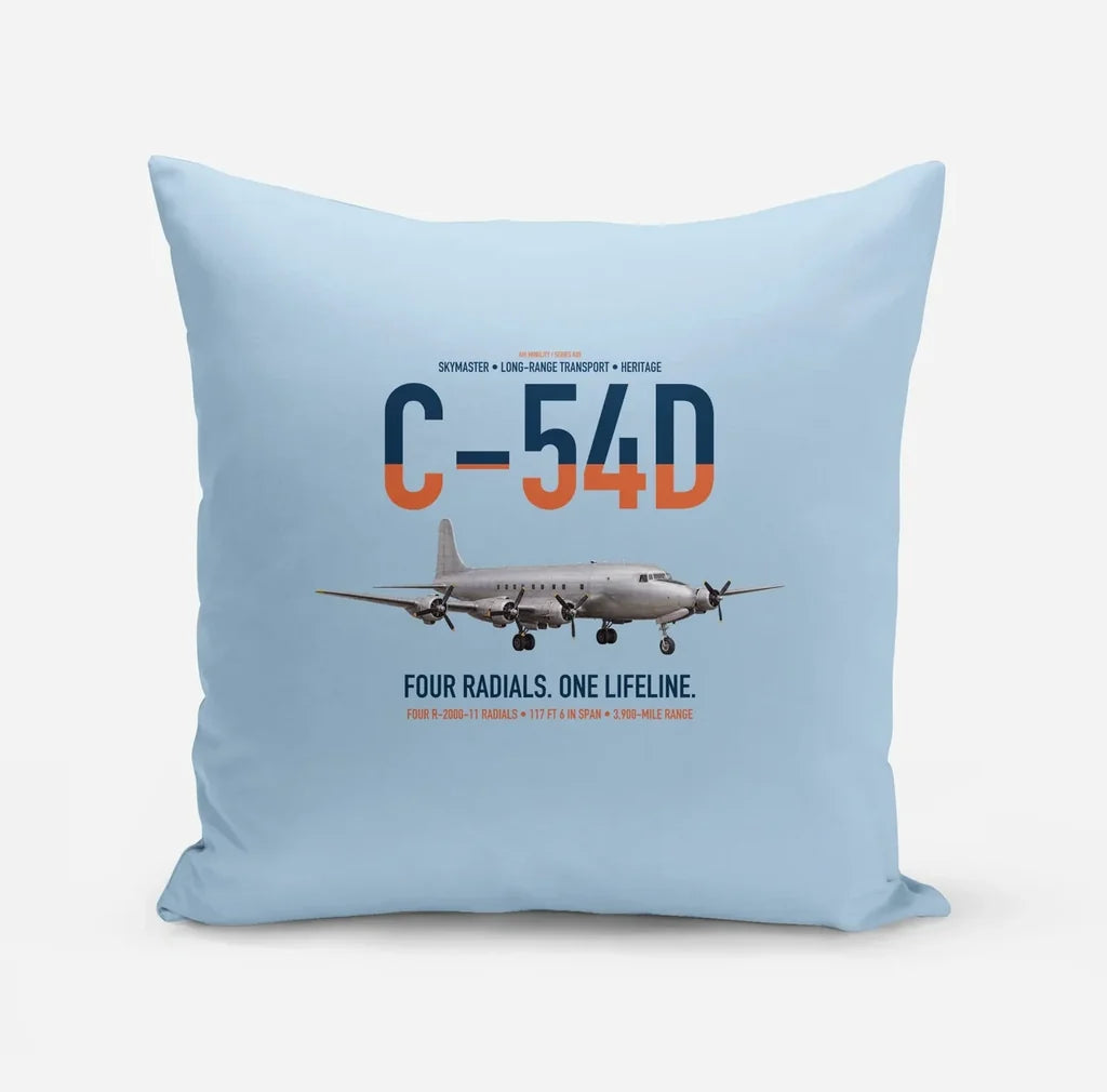 C-54D Skymaster design on light blue pillow