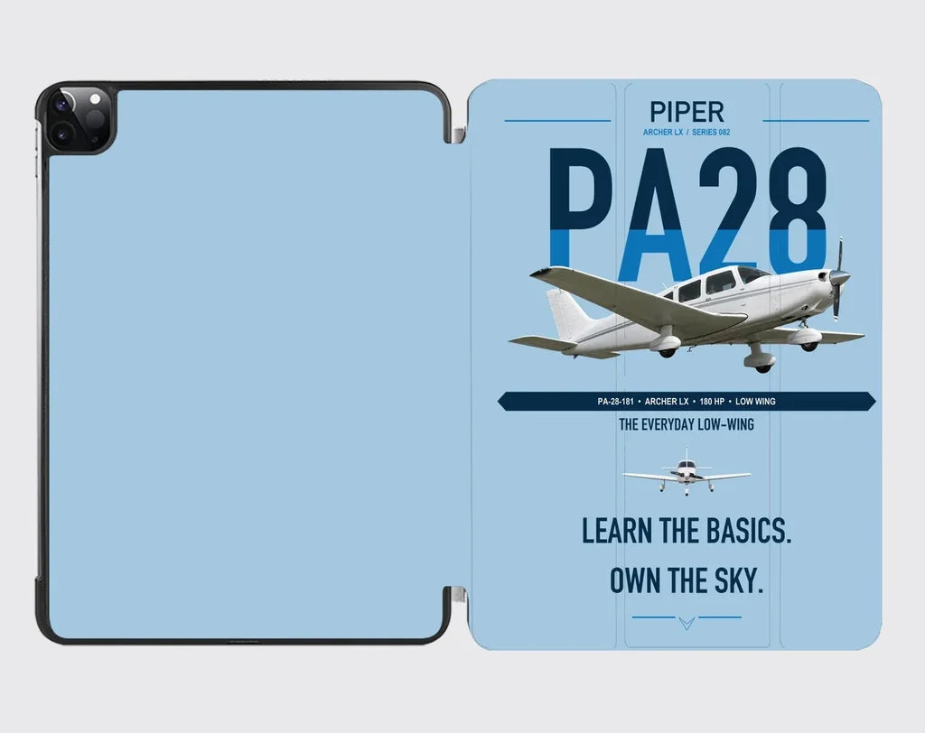 Piper PA-28-181 Archer LX design on light blue ipad tablet case