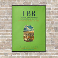 Thumbnail for Lubbock Preston Smith International Airport LBB vertical canvas print - framed - light green background