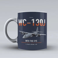Thumbnail for WC-130J Hurricane Hunter design on dark blue ceramic mug, double-side print