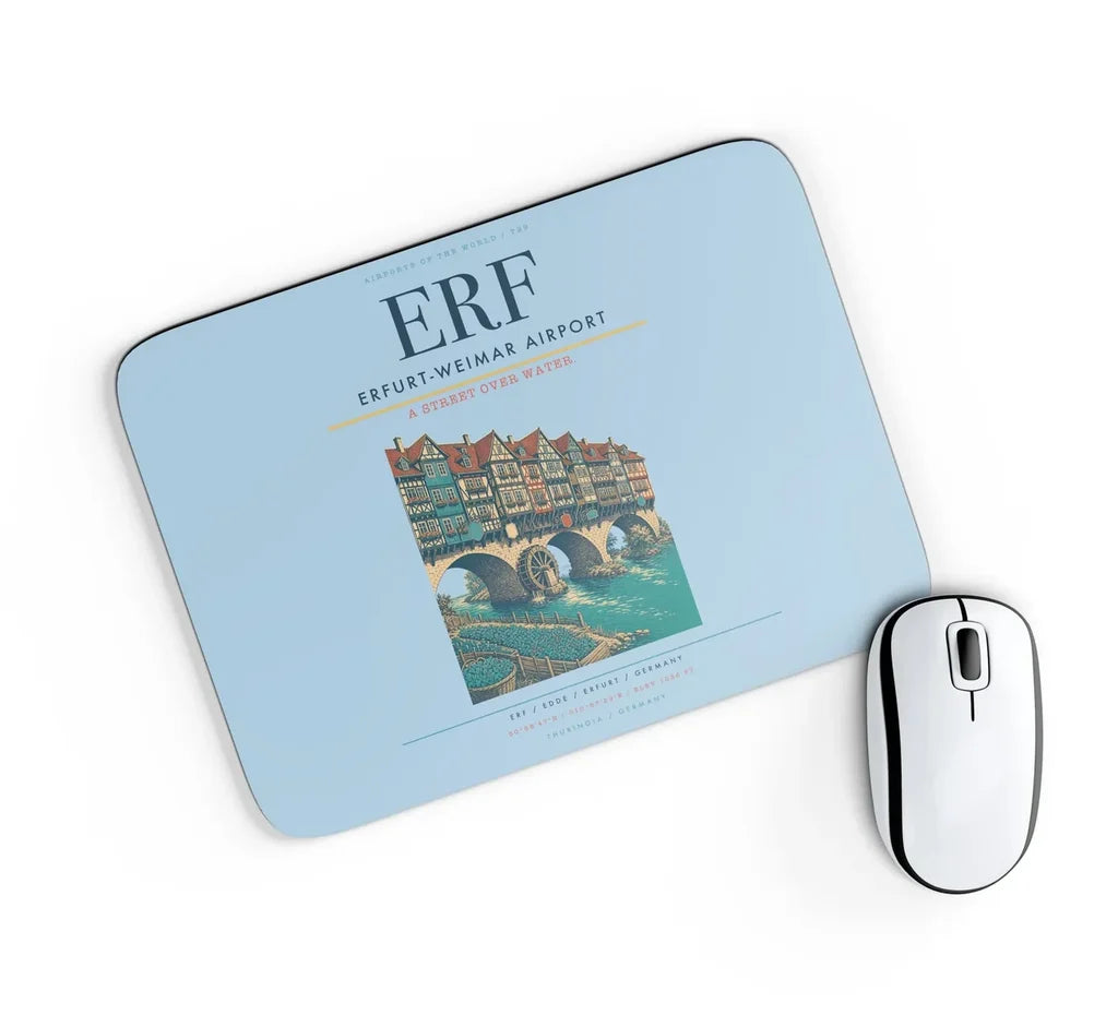 Erfurt-Weimar Airport (ERF) design on light blue rectangle mouse pad