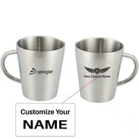 Thumbnail for SpiceJet Stainless Steel Coffee mug, Silver+Name