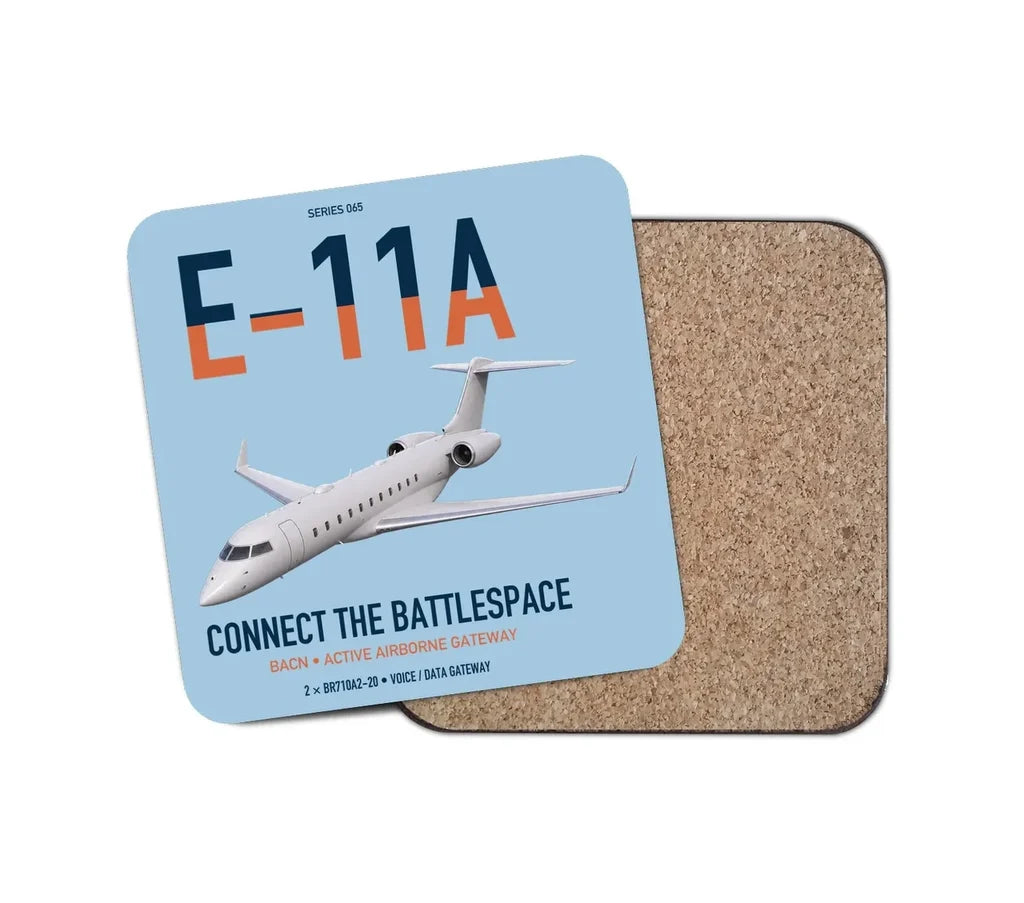 E-11A BACN design on light blue 1 piece coaster