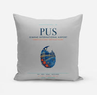 Thumbnail for Gimhae International Airport Busan (PUS) design on light gray pillow
