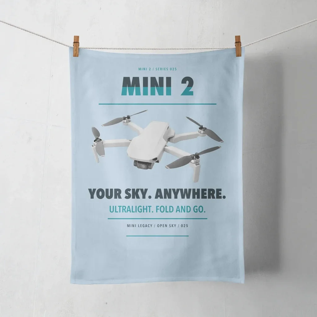 DJI Mini 2 design on light blue towel