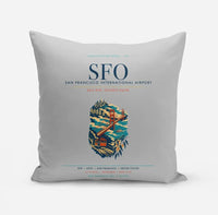 Thumbnail for San Francisco International Airport (SFO) design on light gray pillow