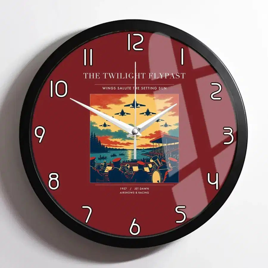 VINTAGE G4260 - The Twilight Flypast - Designed Wall Clocks design on darkred framed
