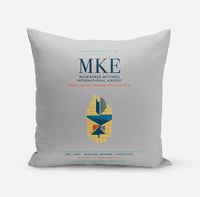 Thumbnail for Milwaukee Mitchell International Airport (MKE) design on light gray pillow