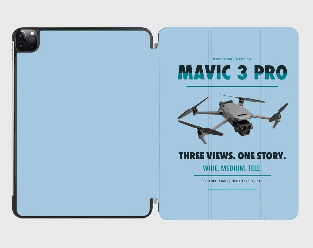 DJI Mavic 3 Pro design on light blue ipad tablet case