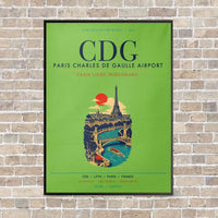 Thumbnail for Paris Charles de Gaulle Airport CDG vertical canvas print - framed - light green background