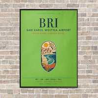 Thumbnail for Bari Karol Wojtyła Airport BRI vertical canvas print - framed - light green background