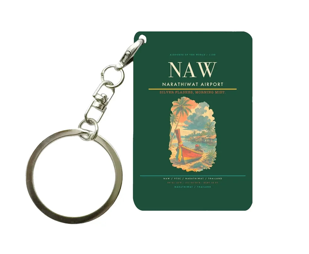 Narathiwat Airport (NAW) design on dark green key chain