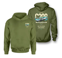 Thumbnail for Cessna 208 Caravan design on green army double-side hoodie, double-side print