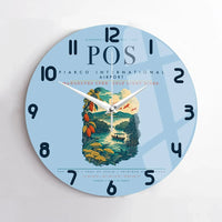 Thumbnail for Piarco International Airport (POS) design on light blue no frame wall clock