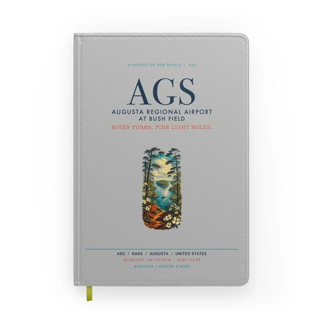 Augusta Regional Airport at Bush Field (AGS) design on light gray notebook