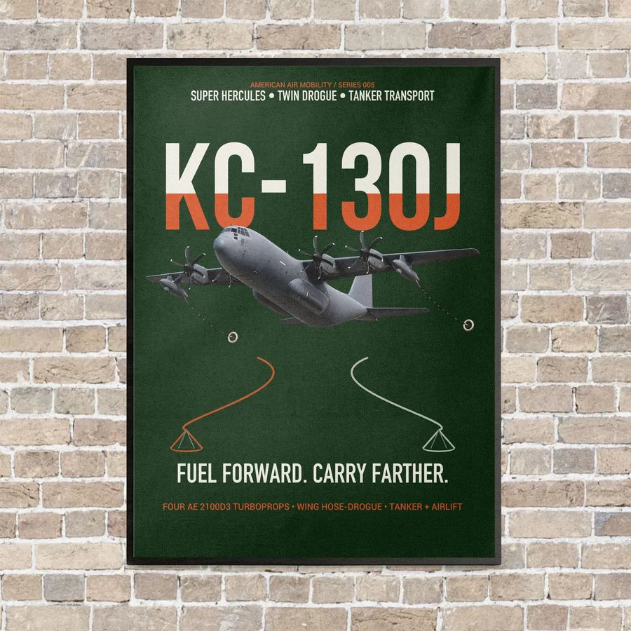 KC-130J SUPER HERCULES vertical canvas print - framed - dark green background