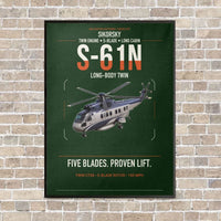 Thumbnail for Sikorsky S-61N vertical canvas print - framed - dark green background
