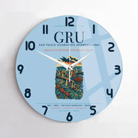 Thumbnail for Sao Paulo Guarulhos International Airport (GRU) design on light blue no frame wall clock