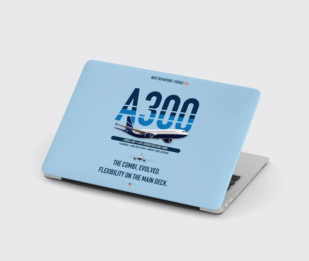 Airbus A300C4-600 design on light blue MacBook case