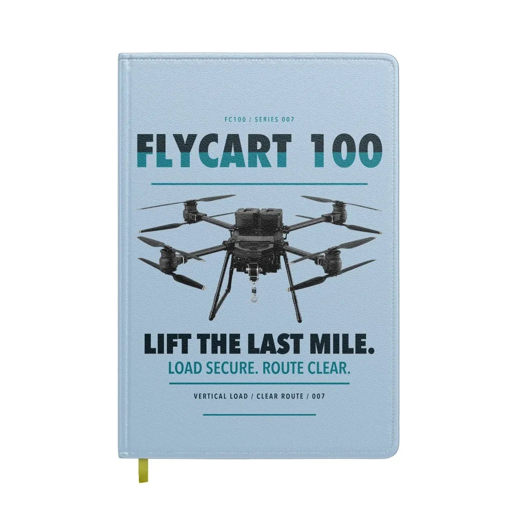 DJI FlyCart 100 design on light blue notebook
