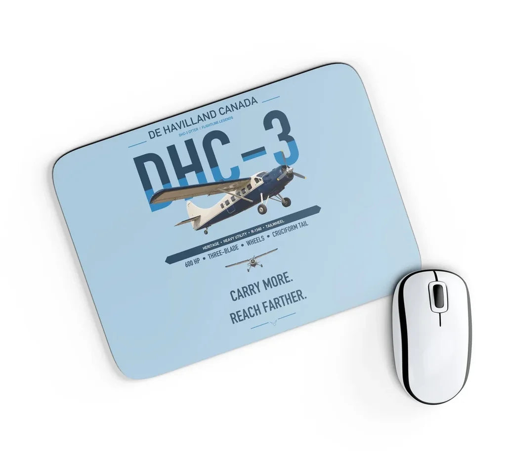 DHC-3 Otter design on light blue rectangle mouse pad