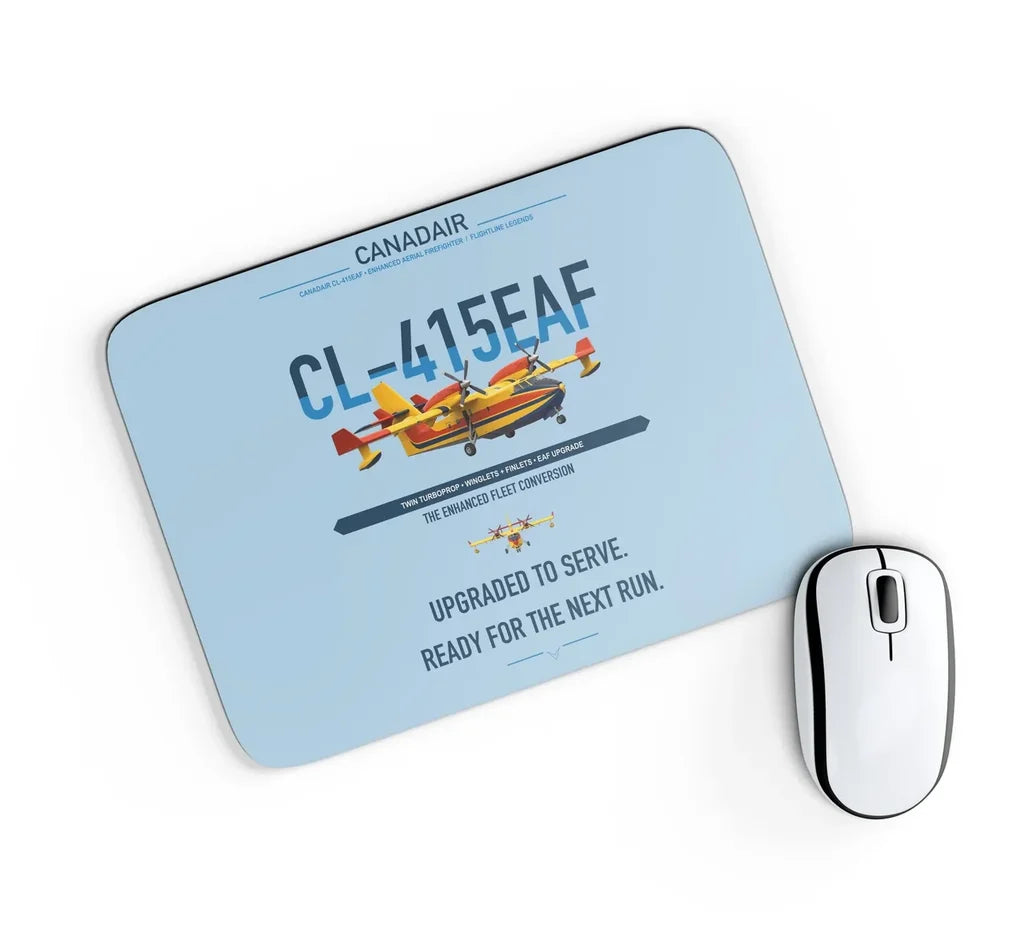 Canadair CL-415EAF design on light blue rectangle mouse pad