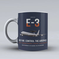 Thumbnail for E-3 Sentry AWACS design on dark blue ceramic mug, double-side print