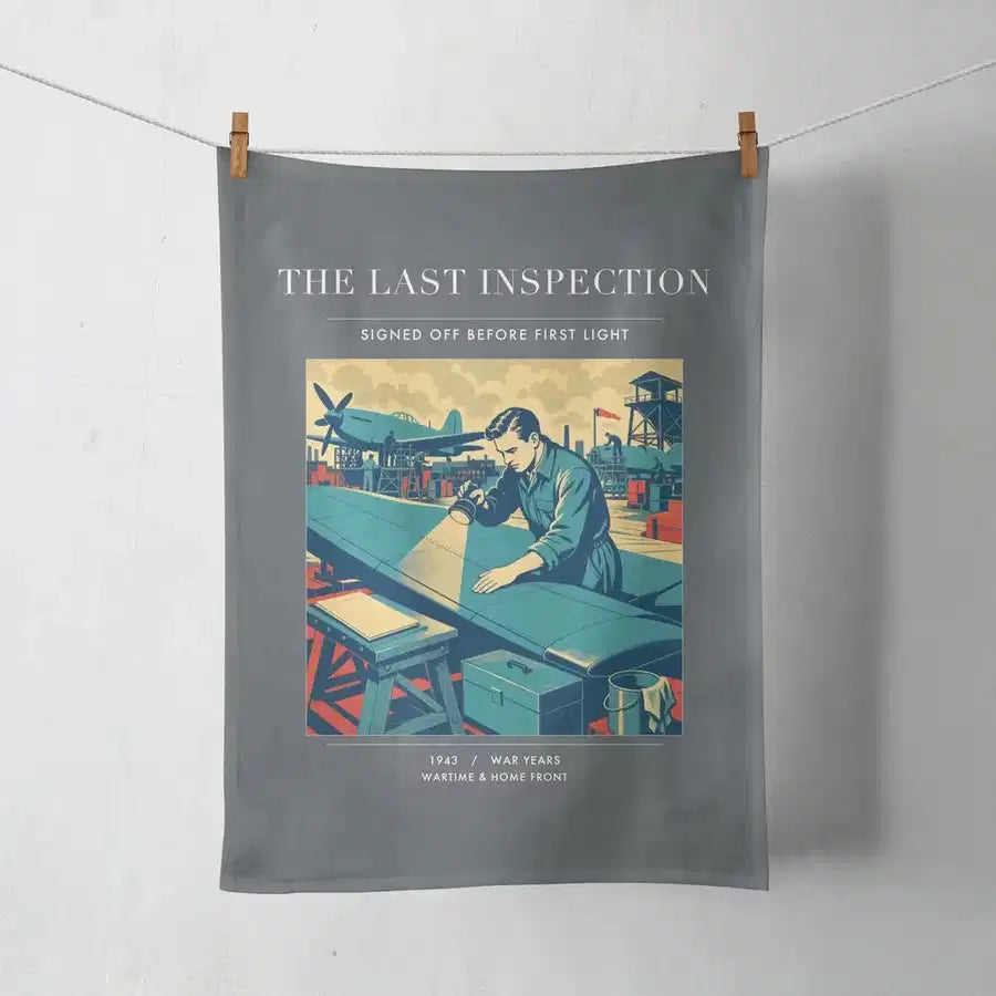 VINTAGE G4536 - The Last Inspection - Designed Towels design on gray