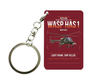 Thumbnail for Westland Wasp HAS1 design on dark red designed key chain, double-side print