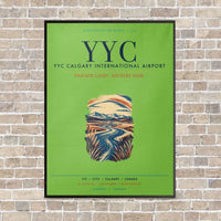 Thumbnail for YYC Calgary International Airport vertical canvas print - framed - light green background